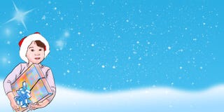 Child With Christmas Gift Stock Photo