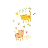 Childish drawing of cat and dog vector Illustration can be used for poster, greeting card, banner, label, book Stock Illustration Childish drawing of cat and dog vector Illustration can be used for poster, greeting card, banner, label, book Stock Illustration