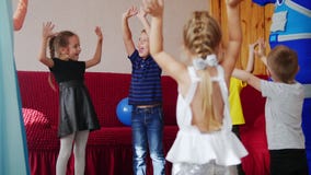Children of all ages carefree fun with the animators. Children`s holiday. stock video Children of all ages carefree fun with the animators. Children`s holiday. stock video