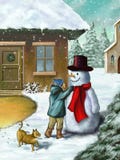 Children And Snowman Stock Photos