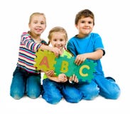 Children Are Playing Letters Stock Photography