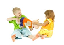 Children Divide A Toy Stock Image