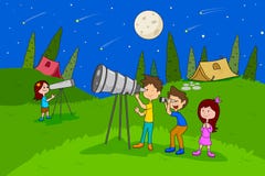 Children enjoying summer camp star gazing activities royalty free illustration Children enjoying summer camp star gazing activities royalty free illustration