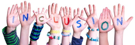 Children Hands Building Word Inclusion, Isolated Background