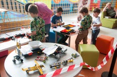 Children at the Lego robotics workshop Royalty Free Stock Photos Children at the Lego robotics workshop Royalty Free Stock Photos