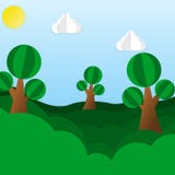 Children paper illustration of a paper forest stock illustration Children paper illustration of a paper forest stock illustration