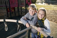 Happy Elementary School Boy With Bookbag Stock Photo - Image of space