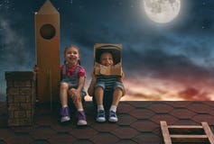 Children playing astronauts