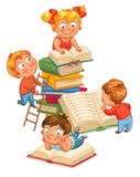 Children reading books in the library