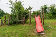 Children`s Park Abandoned And Damaged. Unhappy Childhood Royalty Free Stock Photo