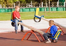 Children on a seesaw