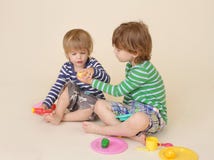 Children Sharing Pretend Food royalty free stock photo Children Sharing Pretend Food royalty free stock photo