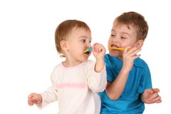 Children with tooth brushes royalty free stock photography Children with tooth brushes royalty free stock photography