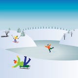 Children and winter sports. Kids playing winter games. vector illustration Children and winter sports. Kids playing winter games. vector illustration