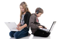Children With Laptops Royalty Free Stock Photos
