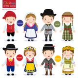 Children of the world (Denmark, Latvia, Sweden and Lithuania) stock illustration Children of the world (Denmark, Latvia, Sweden and Lithuania) stock illustration
