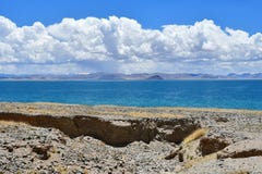 China Grote meren van Tibet Meer Teri Tashi Namtso in zonnig de zomerweer stock afbeelding China Grote meren van Tibet Meer Teri Tashi Namtso in zonnig de zomerweer stock afbeelding