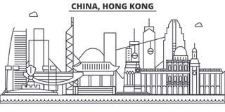 China, Hong Kong 1 de horizonillustratie van de architectuurlijn Lineaire vectorcityscape met beroemde oriëntatiepunten, stadsgez royalty-vrije illustratie China, Hong Kong 1 de horizonillustratie van de architectuurlijn Lineaire vectorcityscape met beroemde oriëntatiepunten, stadsgez royalty-vrije illustratie