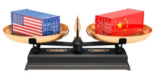 China and USA trade balance concept, 3D rendering stock illustration China and USA trade balance concept, 3D rendering stock illustration