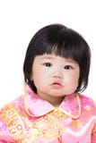 Chinees babymeisje met traditioneel kostuum royalty-vrije stock foto's Chinees babymeisje met traditioneel kostuum royalty-vrije stock foto's