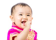 Chinees opgewekt babymeisje stock foto Chinees opgewekt babymeisje stock foto