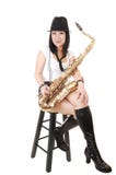 Chinese Girl Playing The Saxophone. Stock Photos Chinese Girl Playing The Saxophone. Stock Photos