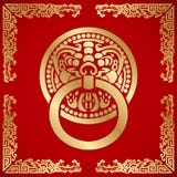 Chinese Lion Head Knocker Around With Dragon Pattern Stock Images Chinese Lion Head Knocker Around With Dragon Pattern Stock Images