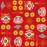 Chinese New Year Lion Dancing vector pattern stock illustration Chinese New Year Lion Dancing vector pattern stock illustration