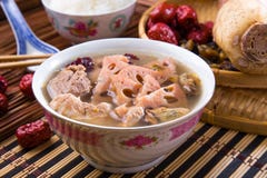 Chinese Traditional Lotus Root Soup Stock Photo