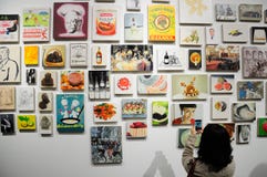 Chinese woman taking pictures of art royalty free stock photos Chinese woman taking pictures of art royalty free stock photos