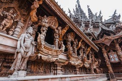Chinese Wooden Sculpture Detail of Sanctuary of The Truth at Pattaya. Chonburi Province, Thailand stock image Chinese Wooden Sculpture Detail of Sanctuary of The Truth at Pattaya. Chonburi Province, Thailand stock image