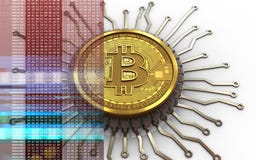 chip integrato bitcoin 3d illustrazione di stock chip integrato bitcoin 3d illustrazione di stock