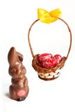Chocolate Bunny And Easter Eggs Royalty Free Stock Photo