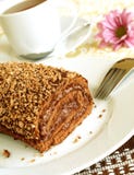 Chocolate Cake Roll And Cup Of Tea Stock Image Chocolate Cake Roll And Cup Of Tea Stock Image