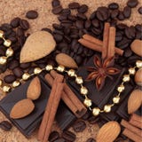 Chocolate, Coffee, Spices And Nuts Stock Photo