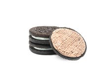 Chocolate cream cookies on white background. royalty free stock images Chocolate cream cookies on white background. royalty free stock images