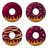 Chocolate glazed donuts set Royalty Free Stock Photos Chocolate glazed donuts set Royalty Free Stock Photos