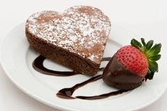 Chocolate Heart Shaped Brownie With Strawberry