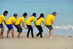 Chon Buri Thailand January August 01 2019 Japanese Company Takes Employees To Activity On The Beach “Team Building Excellence Royalty Free Stock Photos