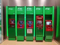 Chon Buri, Таиланд - 21-ое декабря 2018: Внешний взгляд машины ATM Ограничиваемая открытая акционерная компания KASIKORNBANK стоковое фото Chon Buri, Таиланд - 21-ое декабря 2018: Внешний взгляд машины ATM Ограничиваемая открытая акционерная компания KASIKORNBANK стоковое фото