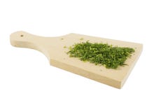 Chopped Dill On A Wooden Board Royalty Free Stock Photography Chopped Dill On A Wooden Board Royalty Free Stock Photography