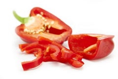 Chopped Red Bell Pepper On White Stock Image