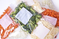 Chopped Vegetables in Freezer Bags royalty free stock photography Chopped Vegetables in Freezer Bags royalty free stock photography