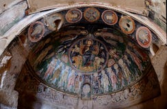 Christ Pantocrator fresco in cave crusader`s church ,Cappadocia Royalty Free Stock Image Christ Pantocrator fresco in cave crusader`s church ,Cappadocia Royalty Free Stock Image