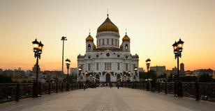Christ The Savior Cathedral At Sunset. Russia. Moscow. Royalty Free Stock Images