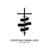 Christian cinema logo. Symbols of movies and videos for the ministry, conference, camp, festival, event vector illustration Christian cinema logo. Symbols of movies and videos for the ministry, conference, camp, festival, event vector illustration