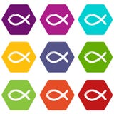 Christliche Fischsymbolikonen stellten Vektor 9 ein lizenzfreie abbildung Christliche Fischsymbolikonen stellten Vektor 9 ein lizenzfreie abbildung
