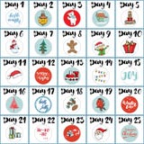 Christmas advent calendar. Hand drawn elements and numbers. Winter holidays calendar cards set design, Vector illustration Royalty Free Stock Photography Christmas advent calendar. Hand drawn elements and numbers. Winter holidays calendar cards set design, Vector illustration Royalty Free Stock Photography