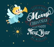 Christmas angel with halo wings and trumpet royalty free illustration Christmas angel with halo wings and trumpet royalty free illustration