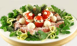 Christmas Appetizer with Santa Claus tomatoes Stock Photography Christmas Appetizer with Santa Claus tomatoes Stock Photography